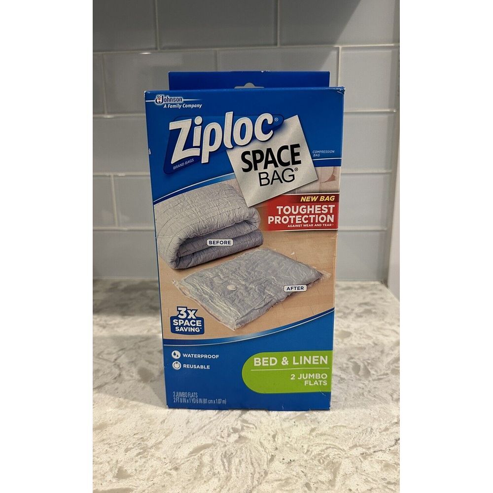 Ziploc Space Bag Bed & Linen 1 Jumbo Flat Waterproof Reusable - ONLY ONE BAG